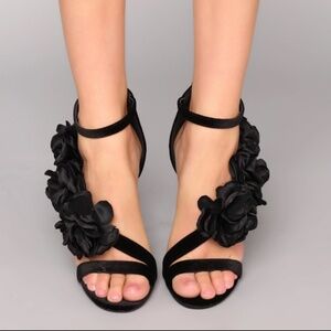 Flower Black Heels